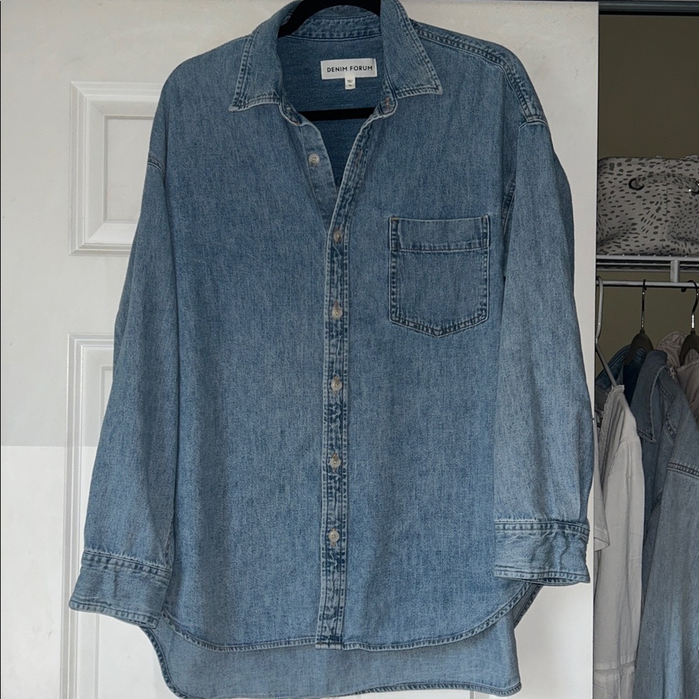 Denim Forum Light Blue Oversized Denim Shirt - Picture 3 of 4